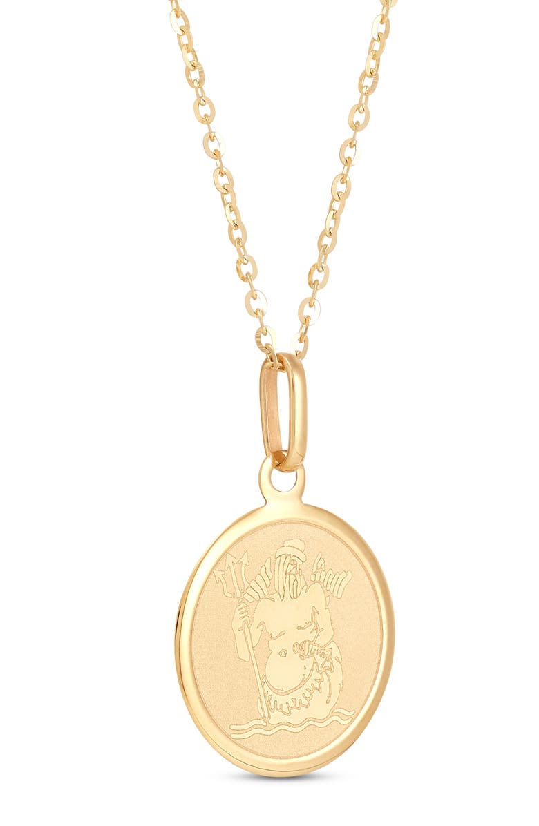 Frankie & Zoe 14K Yellow Gold Pisces Medallion Pendant Necklace, Alternate, color, Yellow Gold