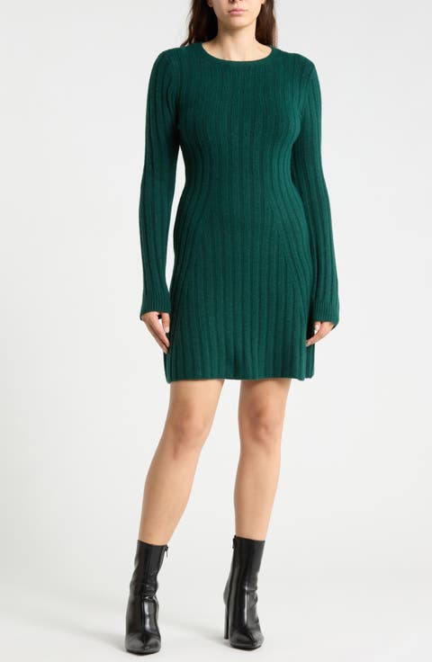 Long Sleeve Rib Knit Minidress