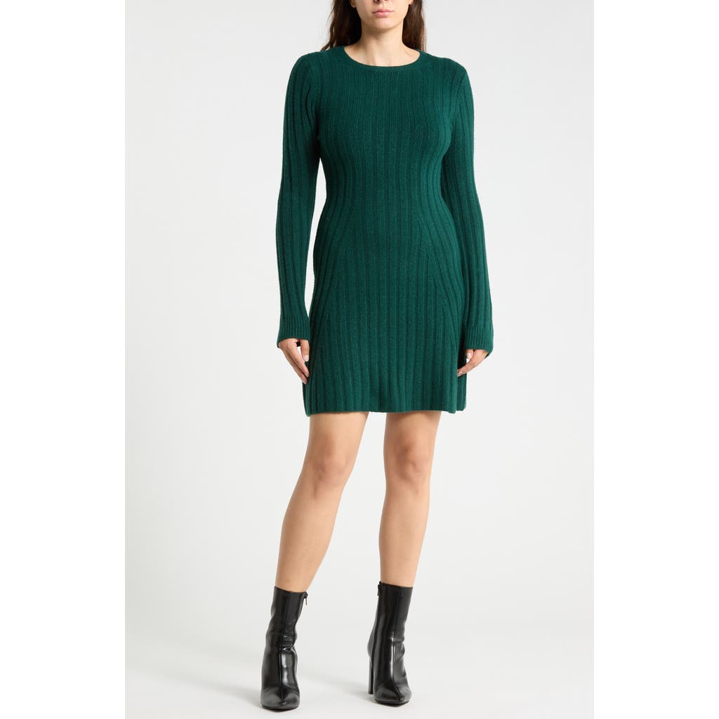 Nordstrom Rack Long Sleeve Rib Knit Minidress In Green
