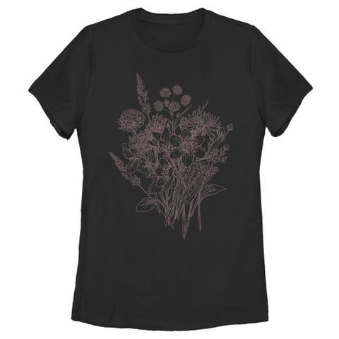 Women's Lost Gods Floral Doodles  Graphic T-Shirt