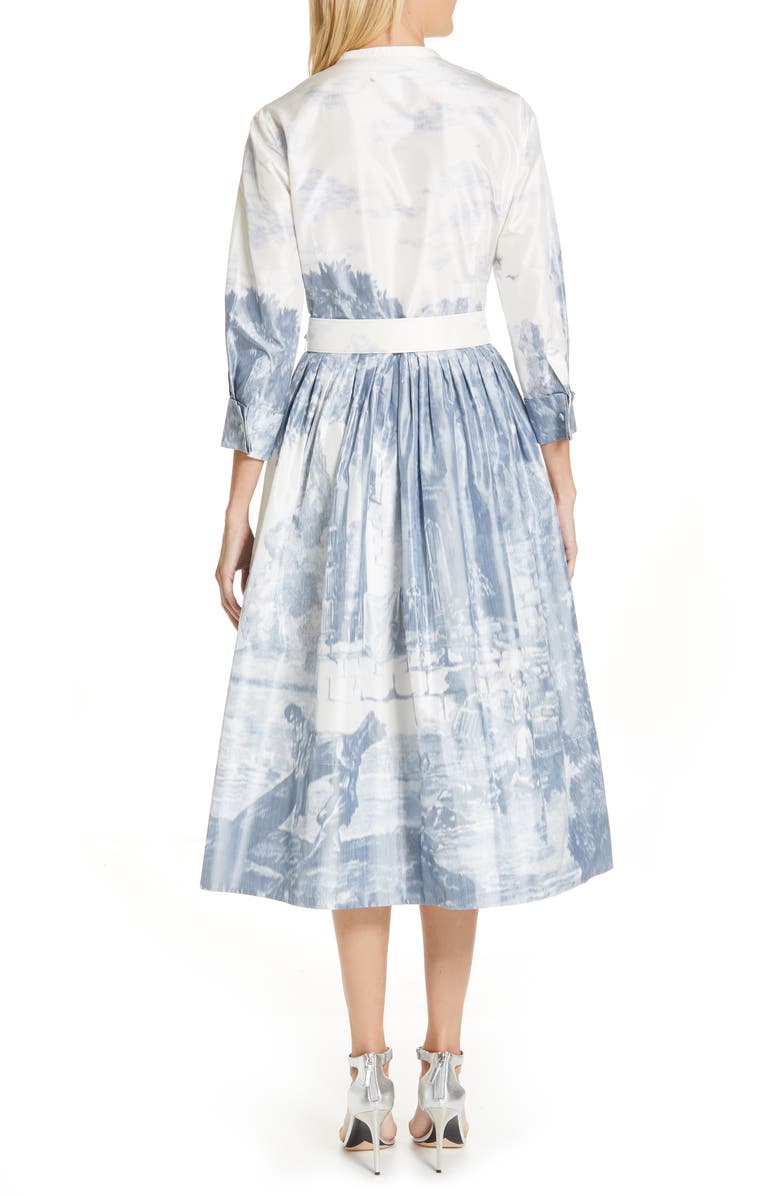 Oscar de la Renta Toile Print Silk Shirtdress, Alternate, color, 