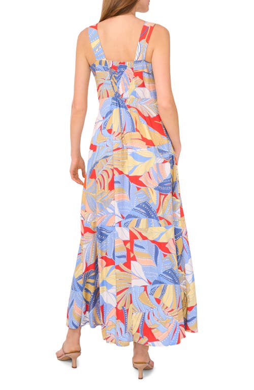 VINCE CAMUTO VINCE CAMUTO PALM PRINT TIERED MAXI DRESS 