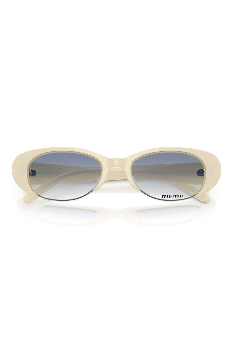 52mm Gradient Oval Sunglasses, Alternate, color, OPAL WHITE / CLEAR LIGHT BLUE
