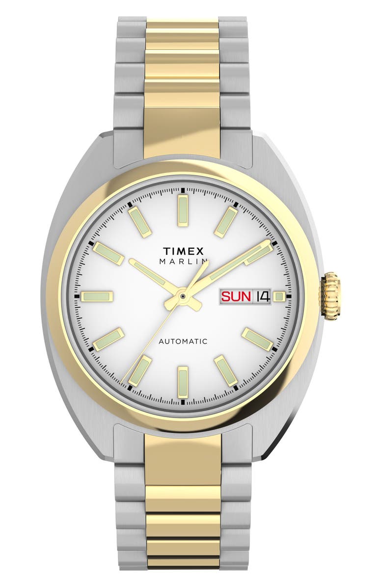 Timex<sup>®</sup> Marlin<sup>®</sup> Draper Two-Tone Automatic Bracelet Watch, 37mm, Main, color, Two-Tone