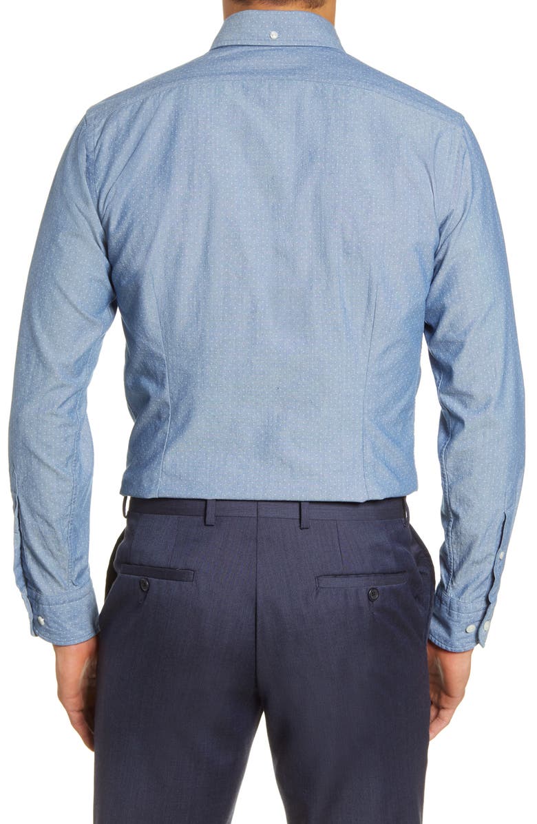 Eton Soft Casual Line Slim Fit Chambray Dot Casual Shirt, Alternate, color,