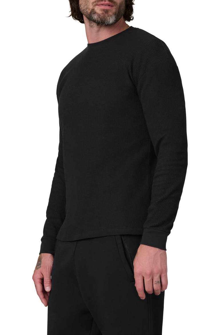 Waffle Monogram Long Sleeve T-Shirt, Alternate, color, BLACK
