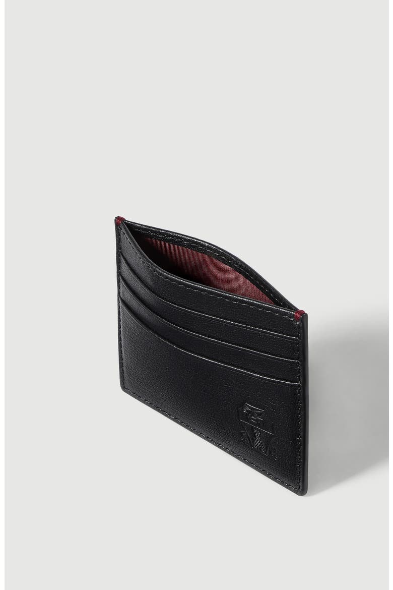 Brushed leather card holder, Alternate, color, Black