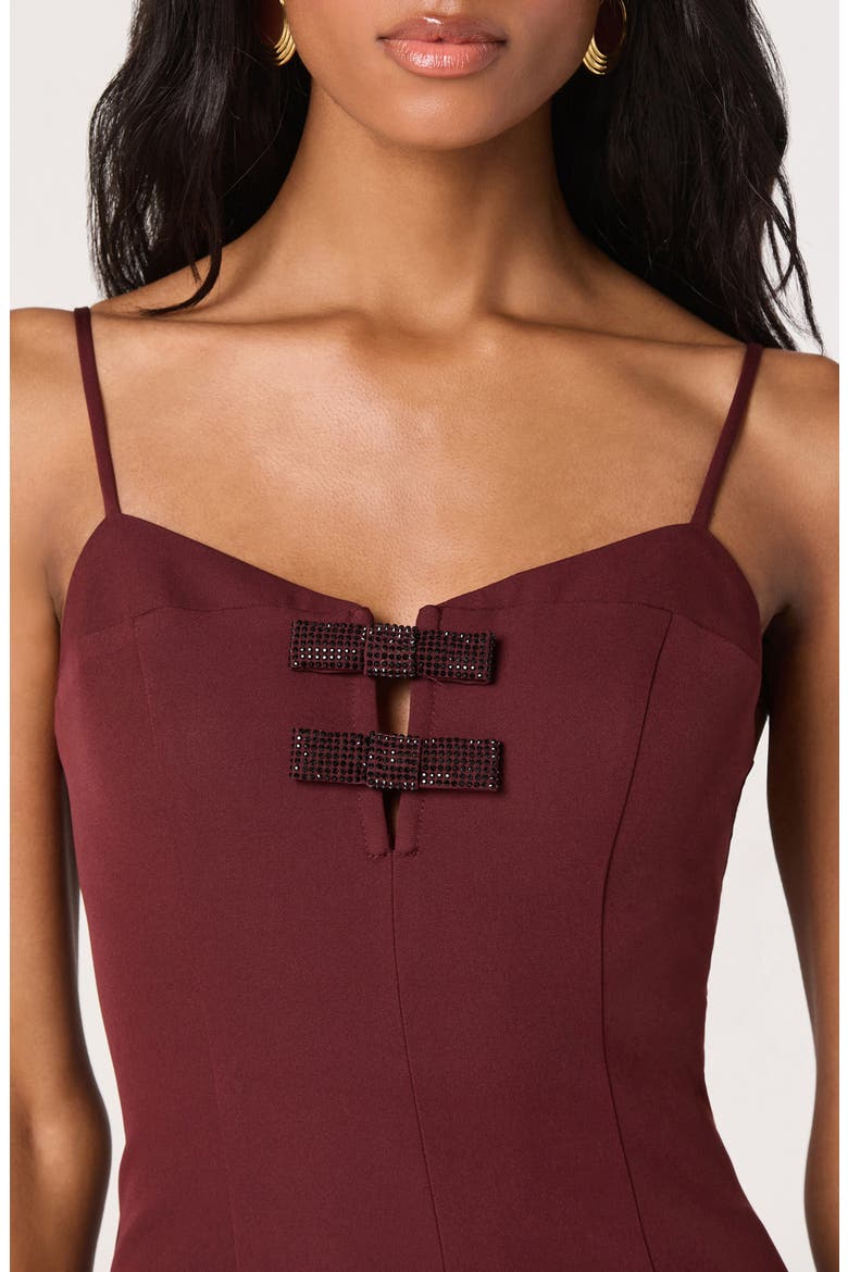 Bow Detail Sleeveless Minidress, Alternate, color, WINE