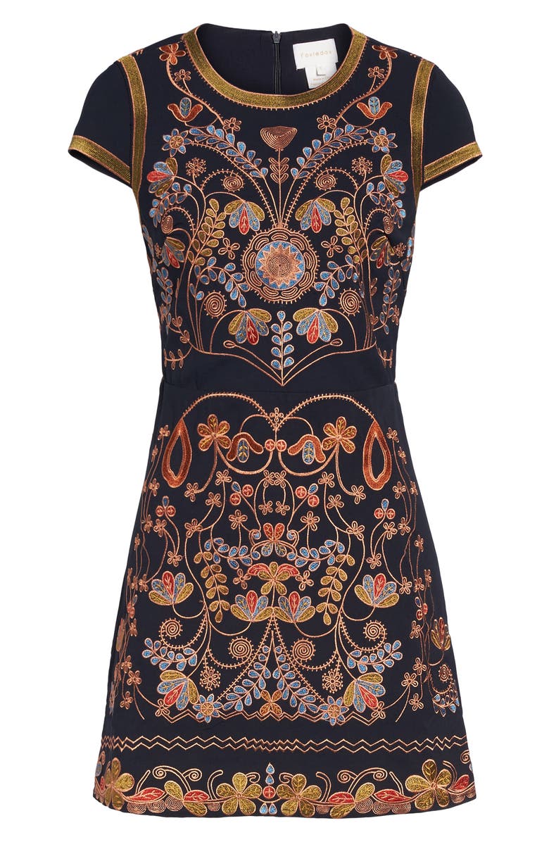 Foxiedox Hadiya Embroidered A-Line Dress, Alternate, color, 