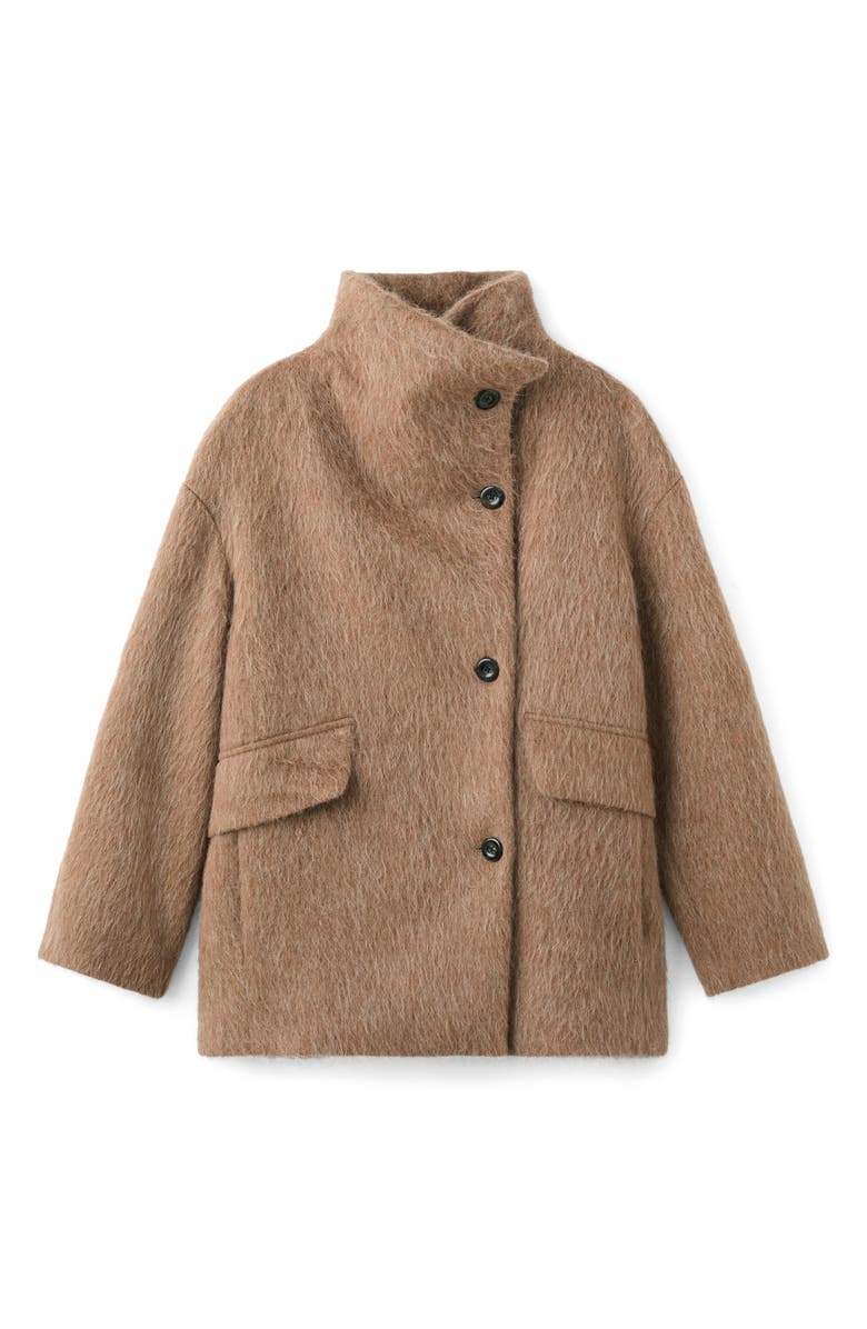 MANGO Brushed Funnel Neck Coat, Main, color, 