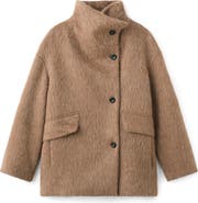 MANGO Brushed Funnel Neck Coat