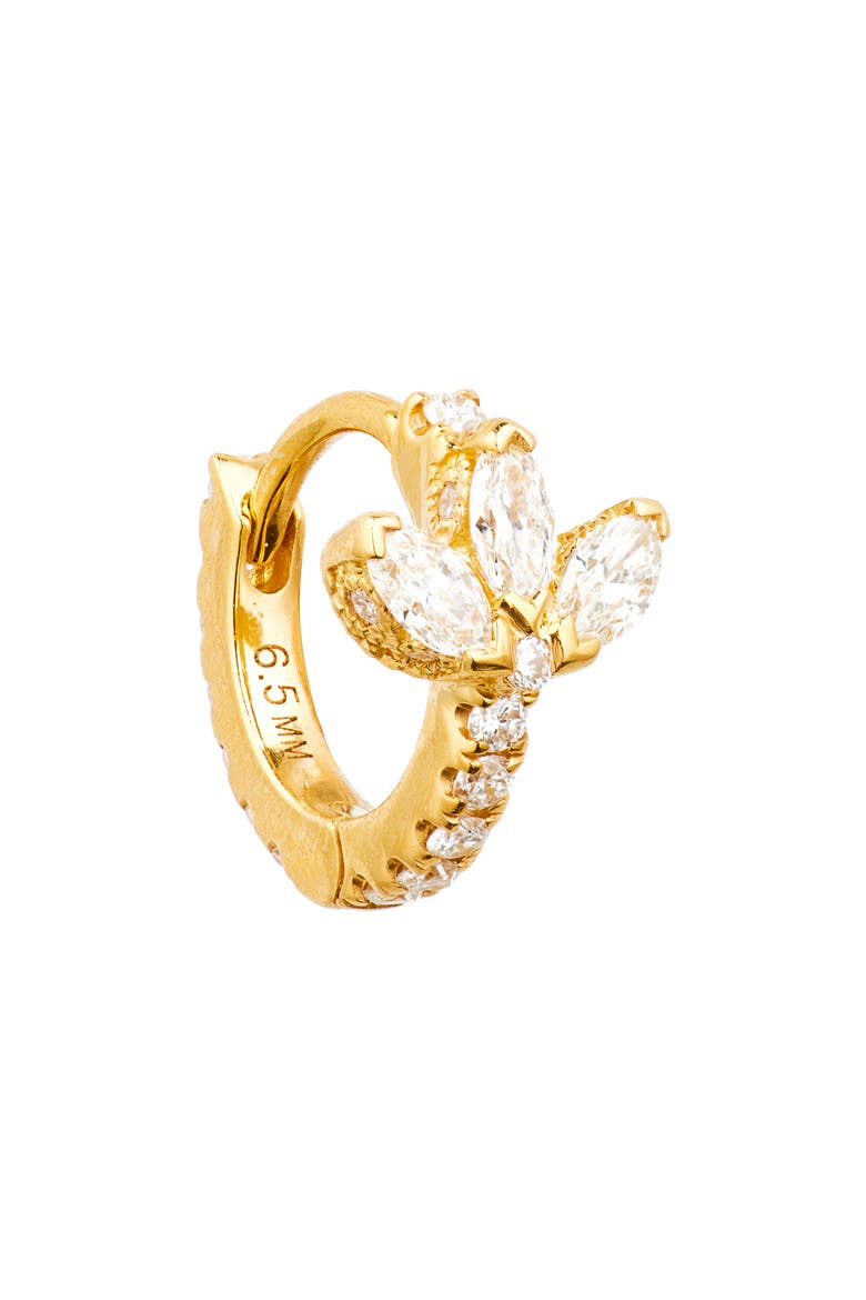 Diamond Lotus Eternity Huggie Hoop Earring, Alternate, color, 18K YELLOW GOLD/ DIAMOND