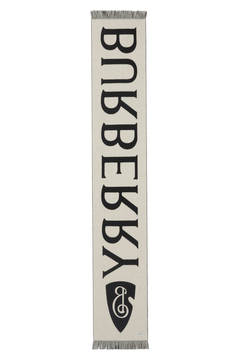 Reversible Logo Jacquard Wool Scarf, Alternate, color, BLACK/ CALICO