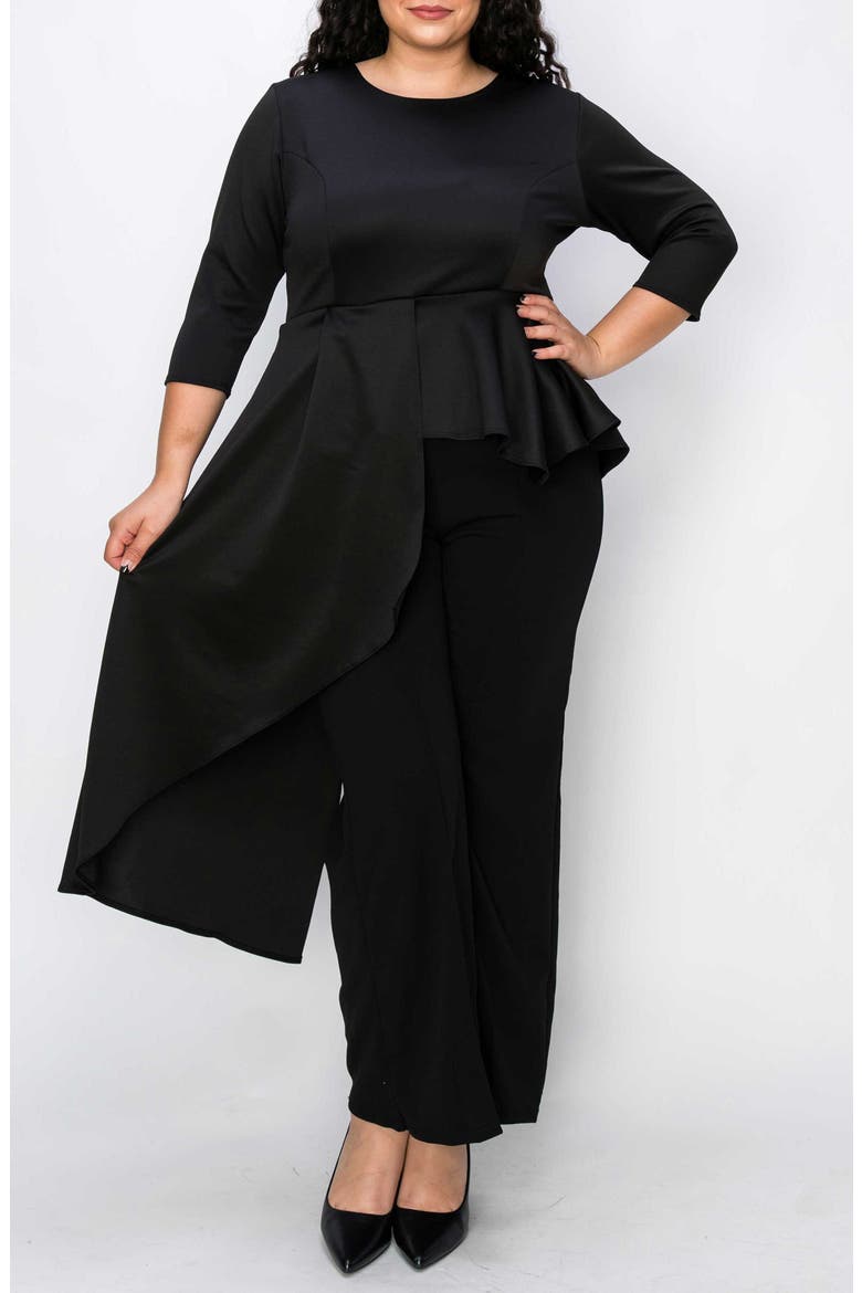 Sanctuary Asymmetric Peplum Top, Main, color, BLACK