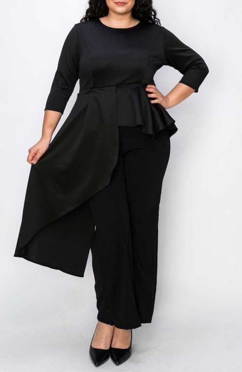 L I V D Sanctuary Asymmetric Peplum Top In Black