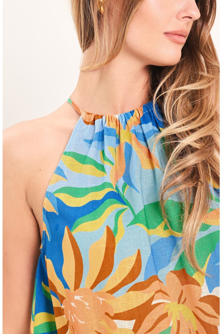 Floral Printed Halter Top, Alternate, color, BLUE MULTI