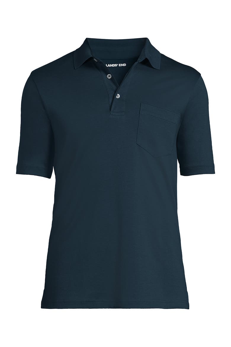 Short Sleeve Cotton Supima Polo Shirt with Pocket, Alternate, color, Smokey Teal