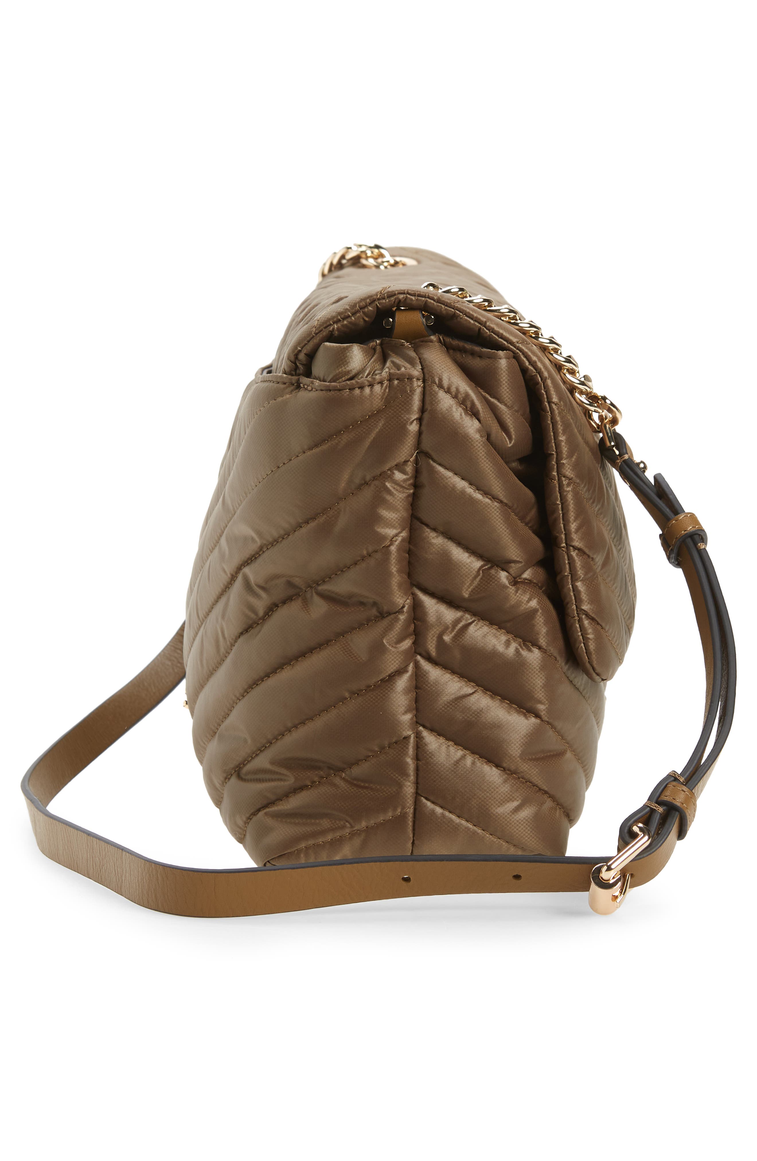 Edie Jumbo Quilted Nylon Shoulder Bag, Alternate, color, MILITARY