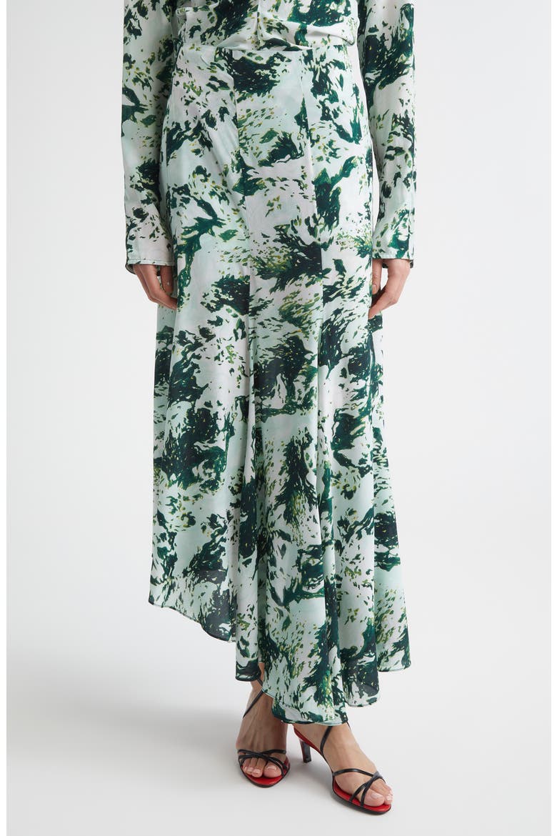Joelle Print High-Low Skirt, Main, color, DARK GREEN MULTI