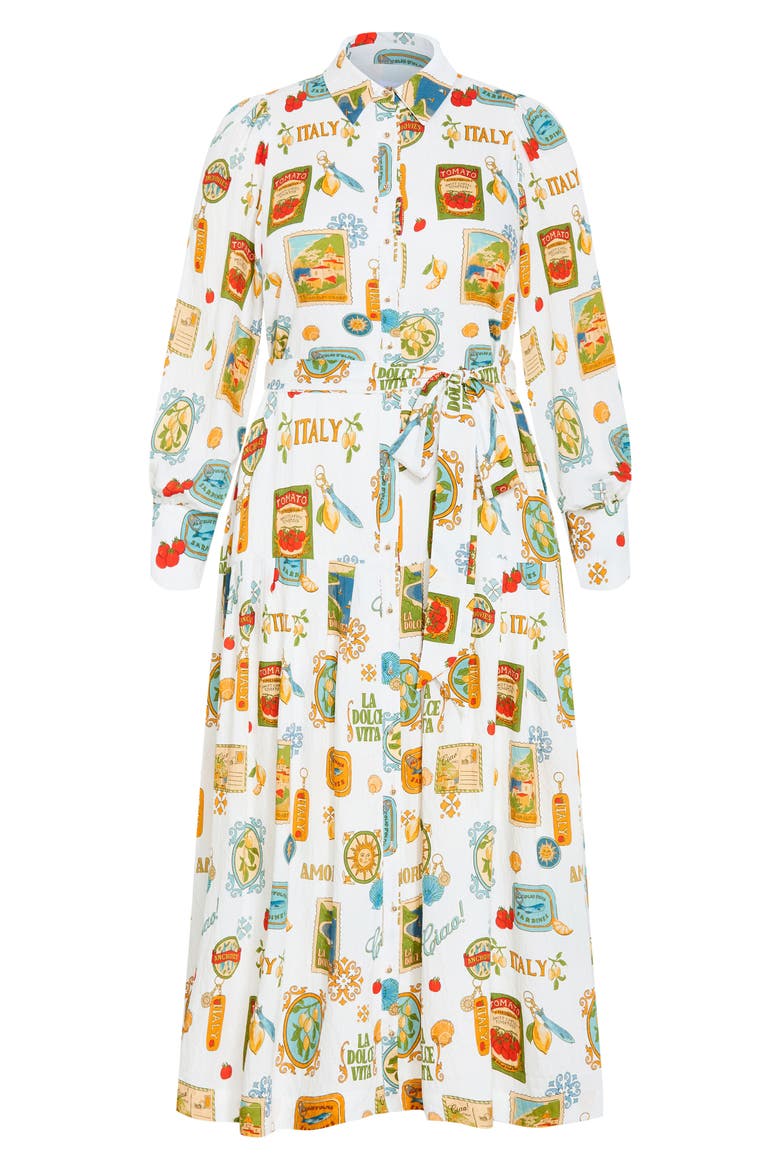 Sao Paulo Amore Print Long Sleeve Shirtdress, Alternate, color, CREME