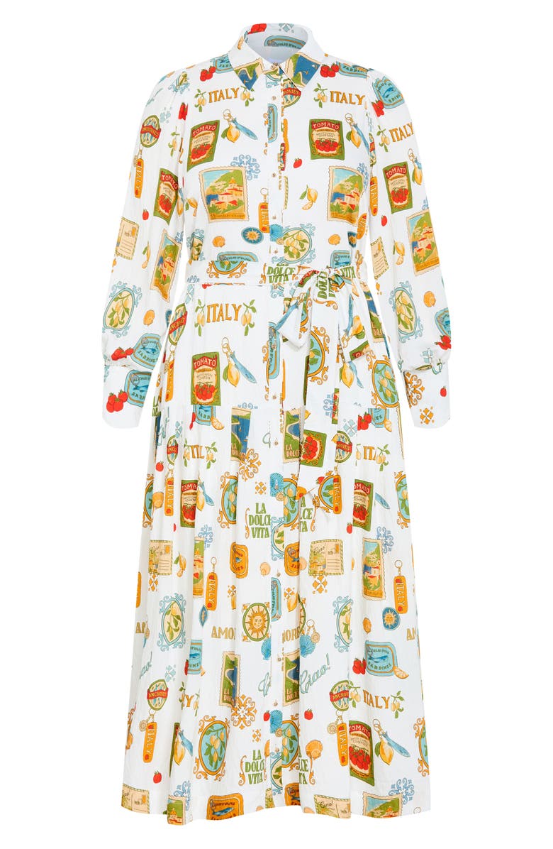 City Chic Sao Paulo Amore Print Long Sleeve Shirtdress, Alternate, color, 