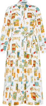 City Chic Sao Paulo Amore Print Long Sleeve Shirtdress