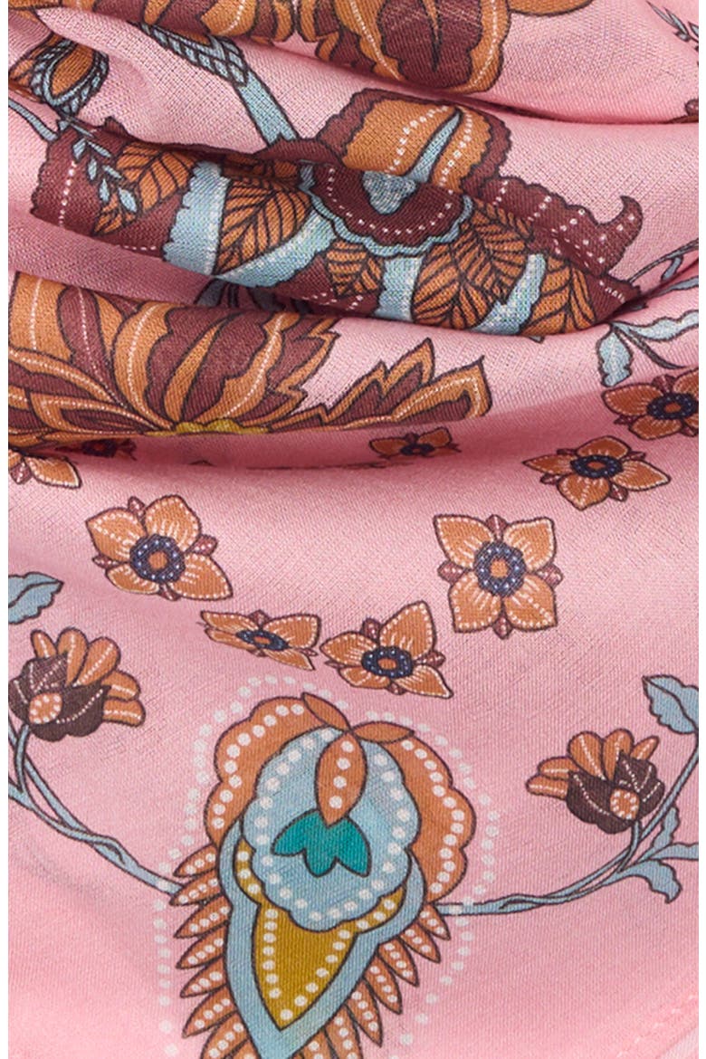 Pottery Floral Square Bandana, Alternate, color, PINK POTTERY FLORAL