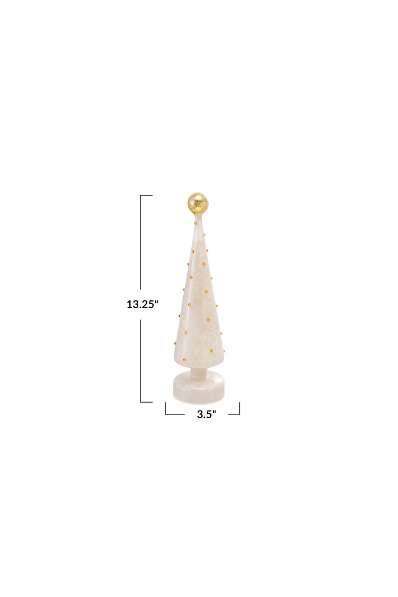 Mercury Glass Tree with Embossed Dots and LED Glow, Alternate, color, Gold and White