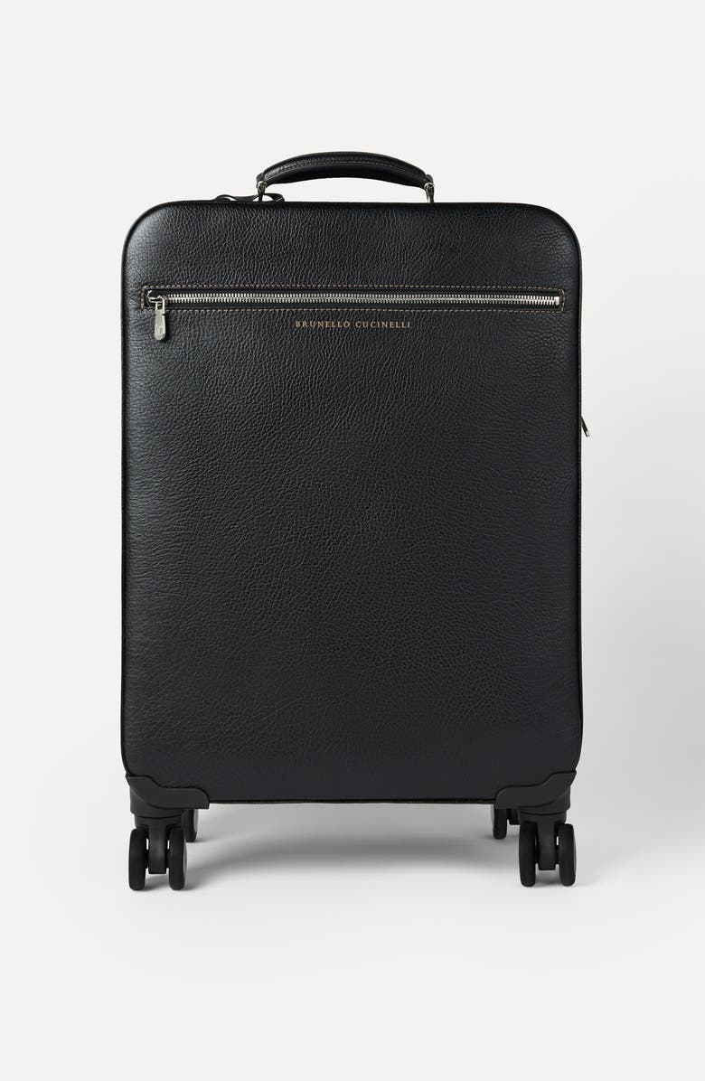 Brunello Cucinelli Grained calfskin suitcase, Alternate, color, Black