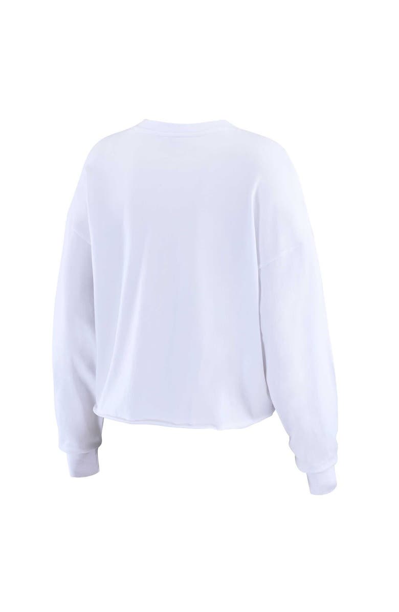 WEAR by Erin Andrews Women's WEAR by Erin Andrews White New York Giants Postcard Cropped Long Sleeve Top, Alternate, color, 