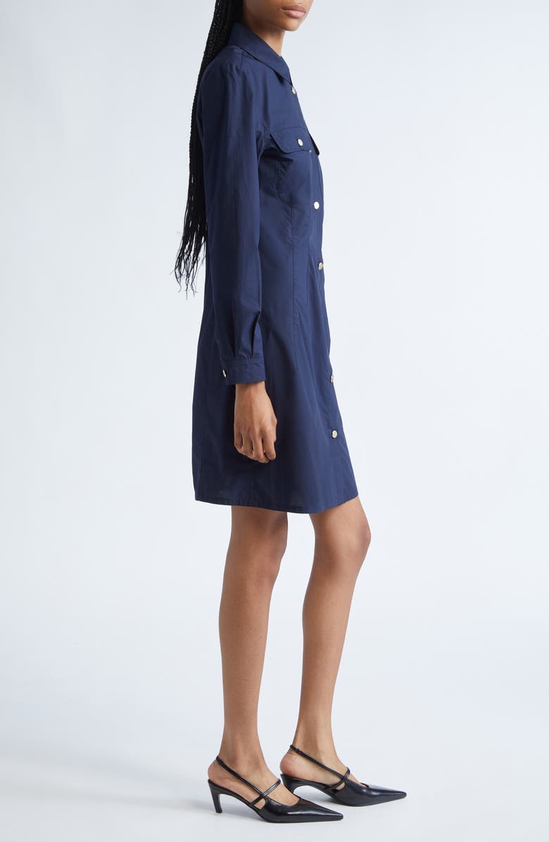 Emporio Armani Long Sleeve Cotton Poplin Button-Up Shirtdress, Alternate, color, Dark Navy