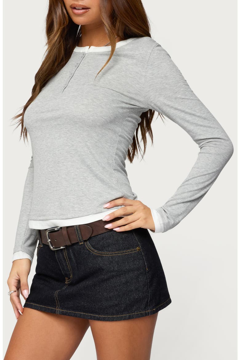 Contrast Layered Look Rib Henley, Alternate, color, GRAY-MELANGE