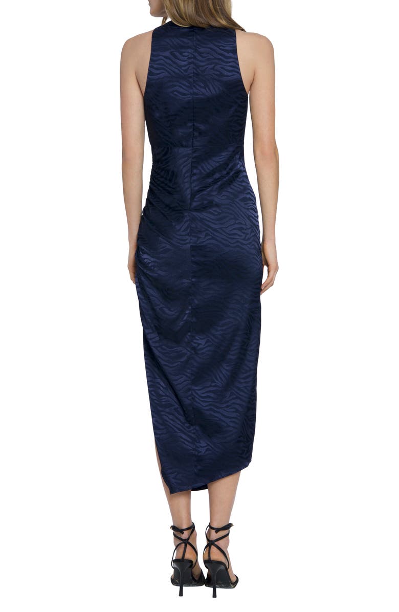 Donna Morgan Crossover Halter Neck Ruched Cocktail Dress, Alternate, color,