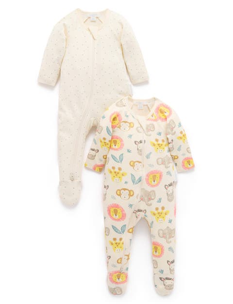 2 Pack Basics Printed Zip Footie Boys