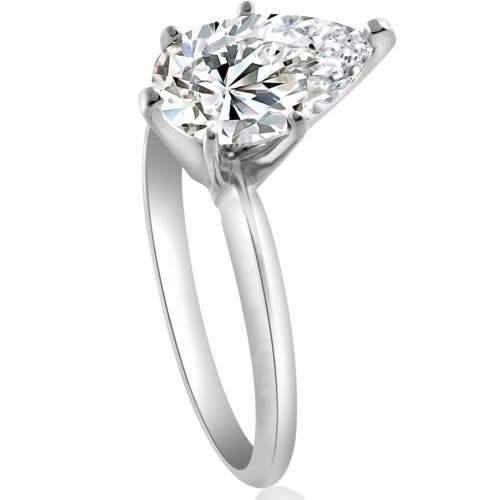 Bliss Diamond 3ct Platinum Pear Shaped Diamond 6-prong Solitaire Engagement Ring Lab Grown In Platinum