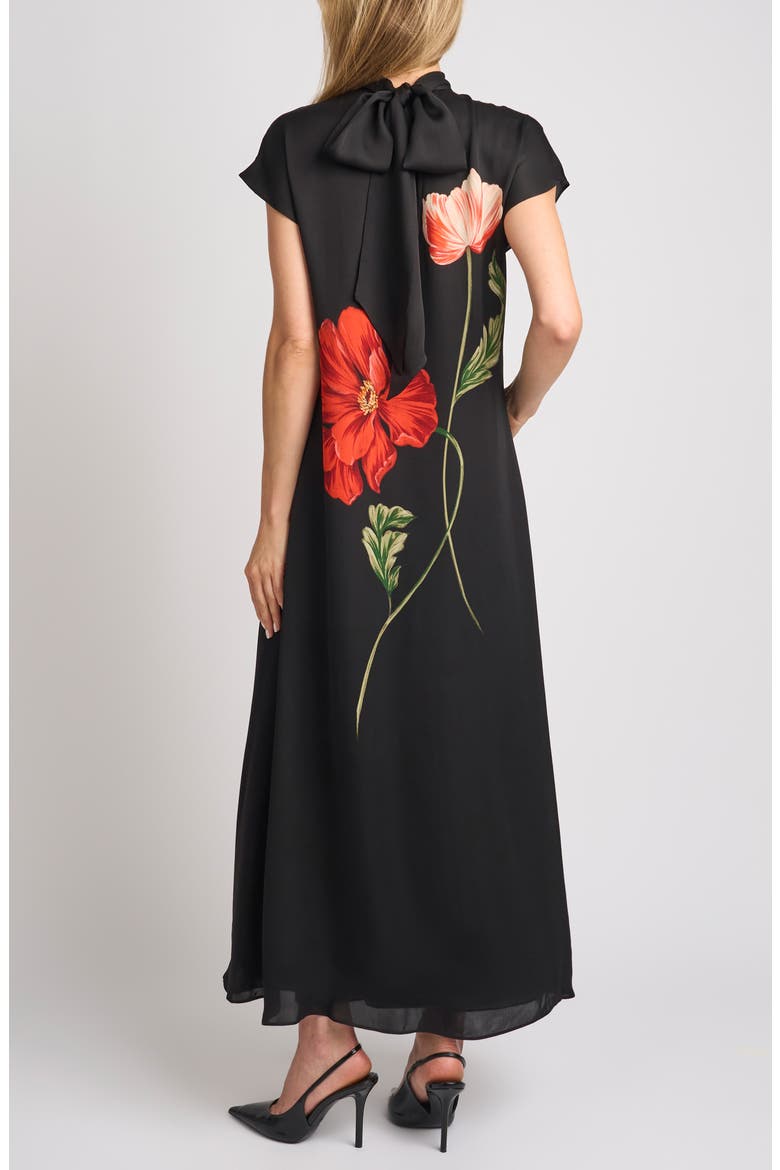 Lucille Floral Sheath Midi Dress, Alternate, color, RICH BLACK