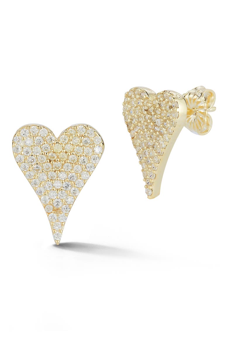 GLAZE JEWELRY Pavé CZ Heart Stud Earrings, Alternate, color, GOLD