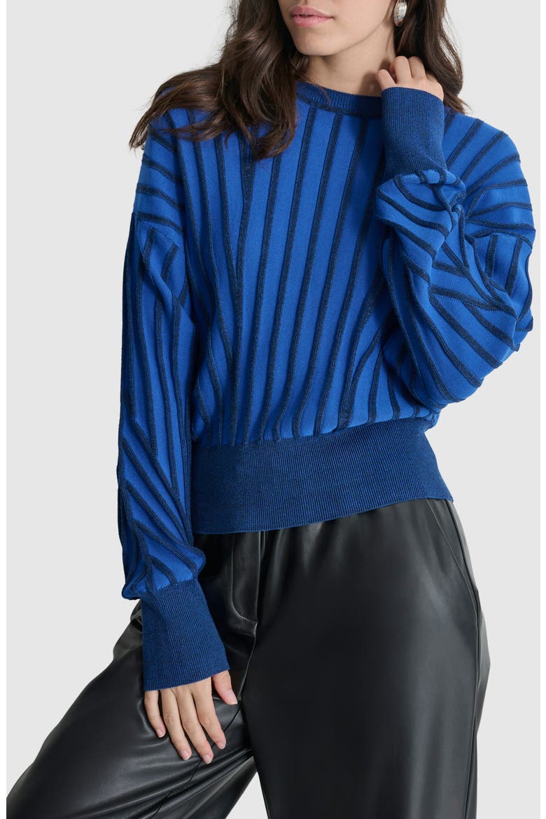 Transfer Stitch Sweater, Main, color, LAPIS BLUE/ BLACK