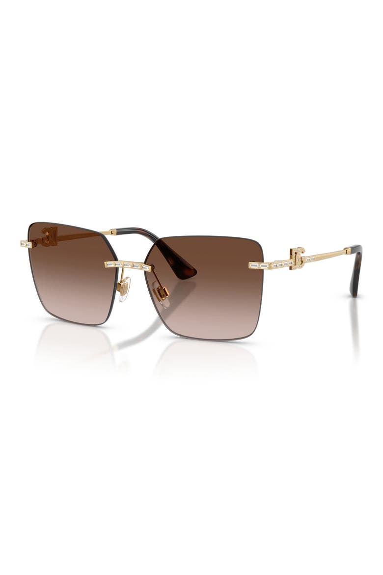 59mm Rimless Square Sunglasses, Alternate, color, GOLD / GRADIENT BROWN