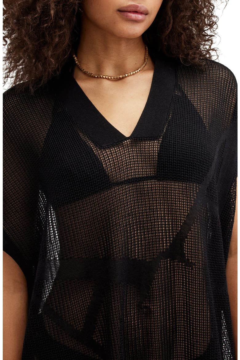 A Star Mesh Dress, Alternate, color, BLACK