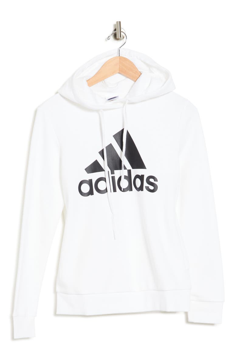 Loungewear Essentials Logo Fleece Pullover Hoodie, Alternate, color, WHITE/ BLACK