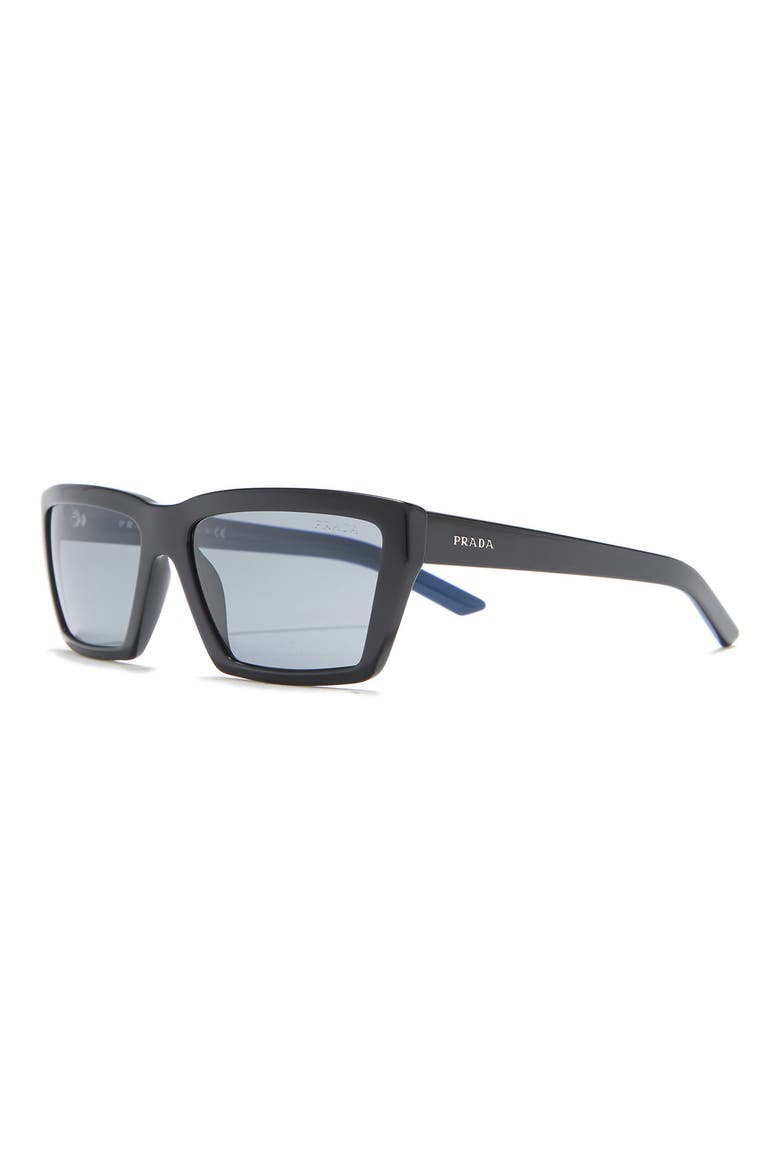 Conceptual 59mm Rectangle Sunglasses, Alternate, color, BLACK / GREY