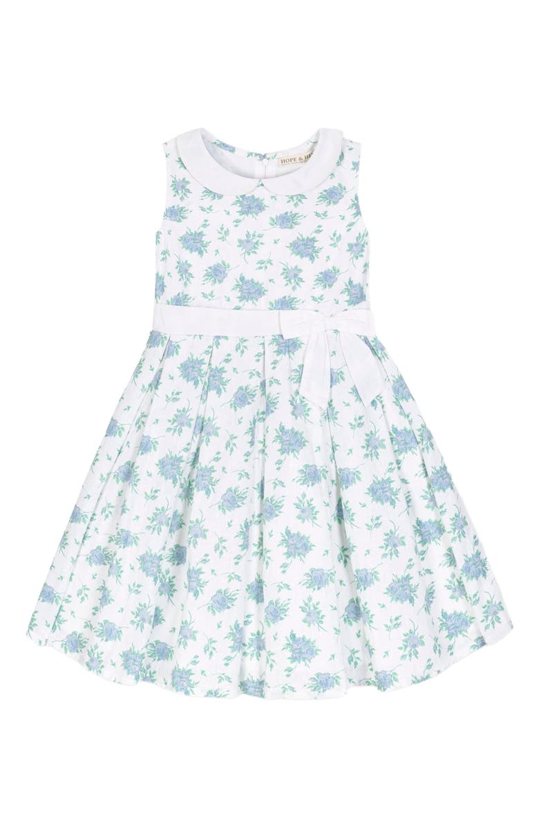 Hope & Henry Girls' Linen Tea Dress, Toddler, Main, color, Coastal Cottage Floral