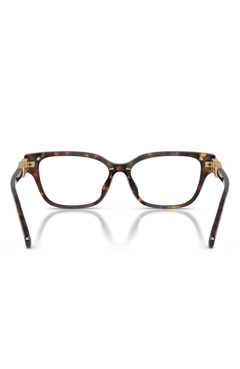 Swarovski 54mm Crystal Embellished Pillow Optical Glasses, Alternate, color, Havana / Demo Lens