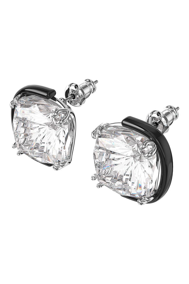 Harmonia Stud Earrings, Alternate, color, BLACK / CLEAR CRYSTAL