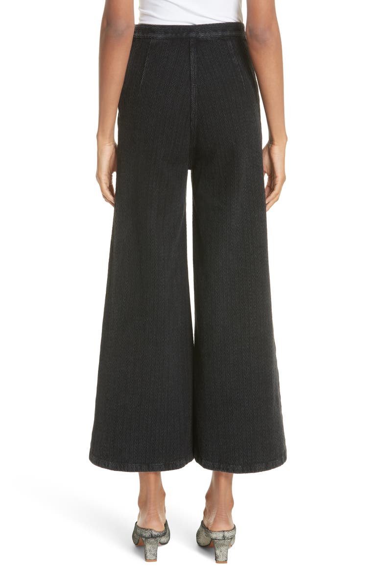 Absolute Herringbone Weave Wide Leg Pants, Alternate, color, BLACK