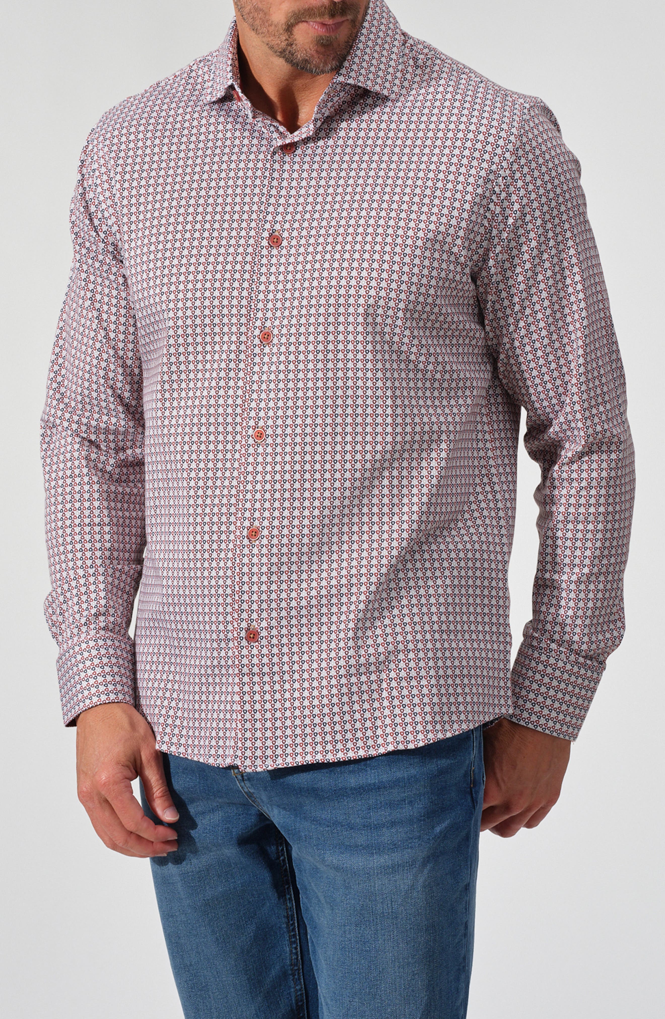 STUDIO GARNET LOS ANGELES Geometric Stretch Button-Down Shirt