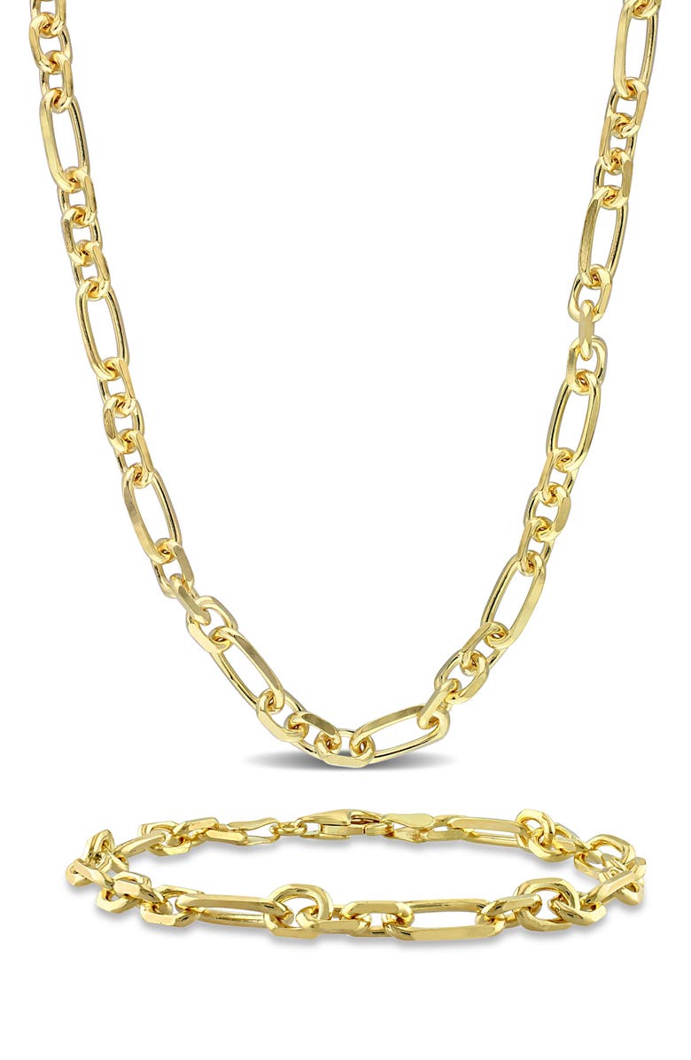 DELMAR 6mm Figaro Chain Necklace & Bracelet Set, Main, color, 
