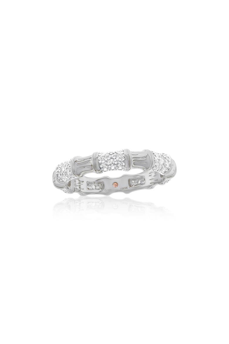 Pavé Cubic Zirconia Bamboo Eternity Ring, Main, color, WHITE