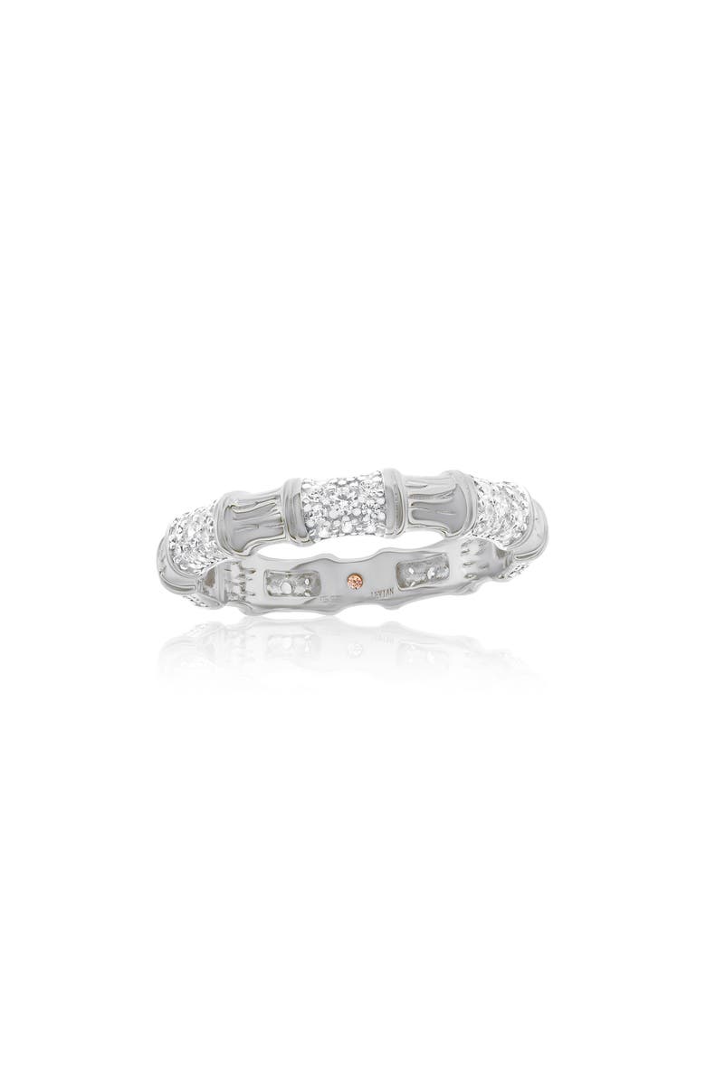 SUZY LEVIAN Pavé Cubic Zirconia Bamboo Eternity Ring, Main, color, White